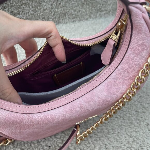 Coach Carmen Mini Crossbody Bag In Signature Canvas Powder Pink Purse CAM83 - Picture 5 of 5